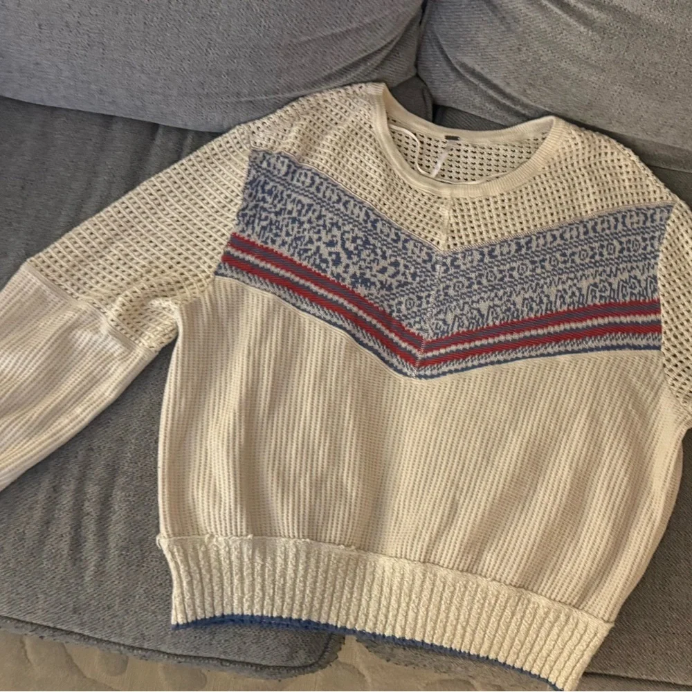 Cozy Knit Sweater with Patterned Yoke - Picture 2 of 6
